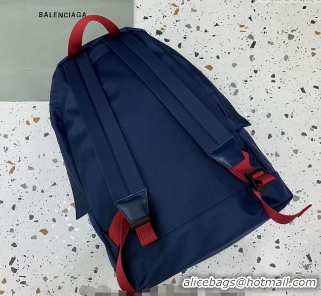 Most Popular Balenciaga Explorer Fabric Backpack Bag with Signature 20156 Navy Blue 2025