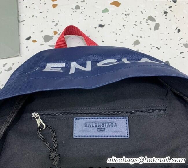Most Popular Balenciaga Explorer Fabric Backpack Bag with Signature 20156 Navy Blue 2025