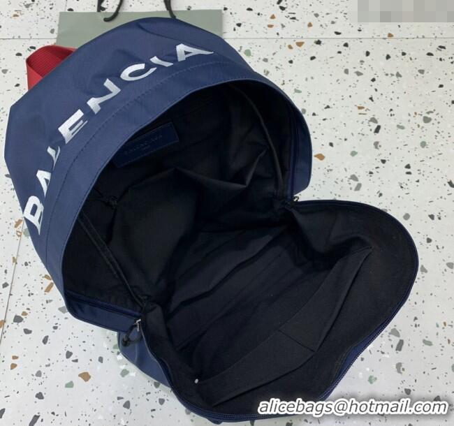Most Popular Balenciaga Explorer Fabric Backpack Bag with Signature 20156 Navy Blue 2025