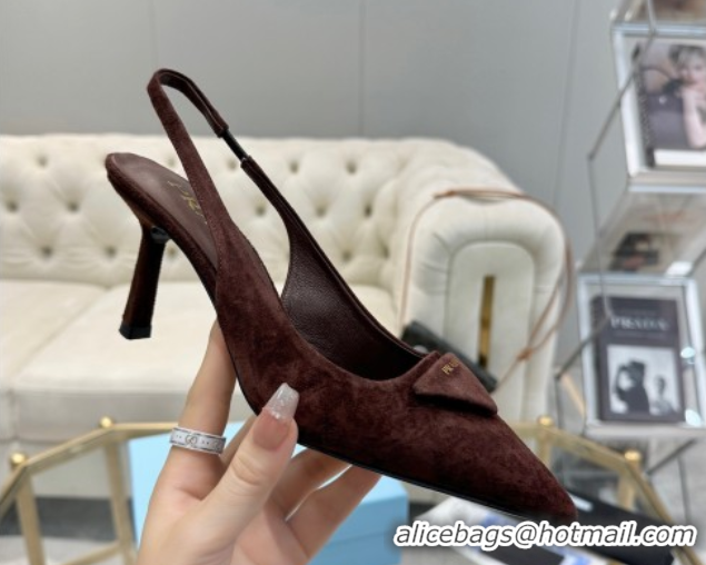 Best Price Prada Suede Slingback Pumps 7.5cm Light Coffee 1027137