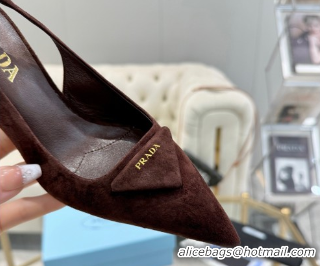 Best Price Prada Suede Slingback Pumps 7.5cm Light Coffee 1027137