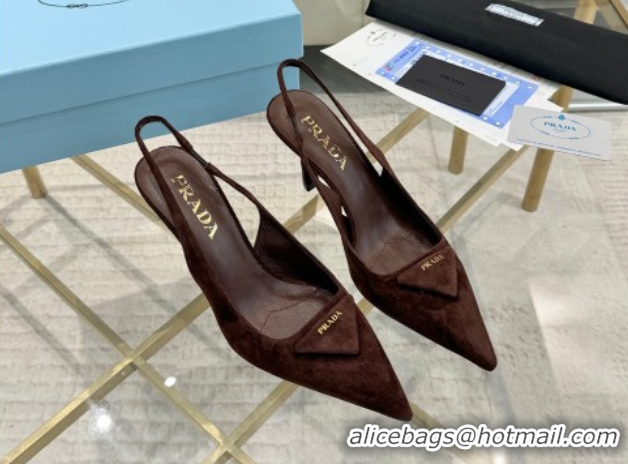 Best Price Prada Suede Slingback Pumps 7.5cm Light Coffee 1027137