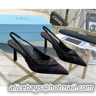 Purchase Prada Suede Slingback Pumps 7.5cm Dark Coffee 2025 1I901M 1027138