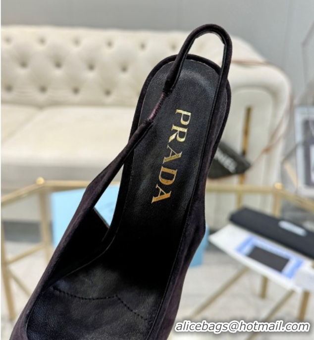Purchase Prada Suede Slingback Pumps 7.5cm Dark Coffee 2025 1I901M 1027138