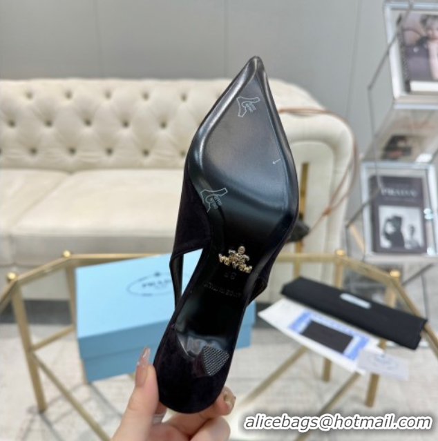 Purchase Prada Suede Slingback Pumps 7.5cm Dark Coffee 2025 1I901M 1027138