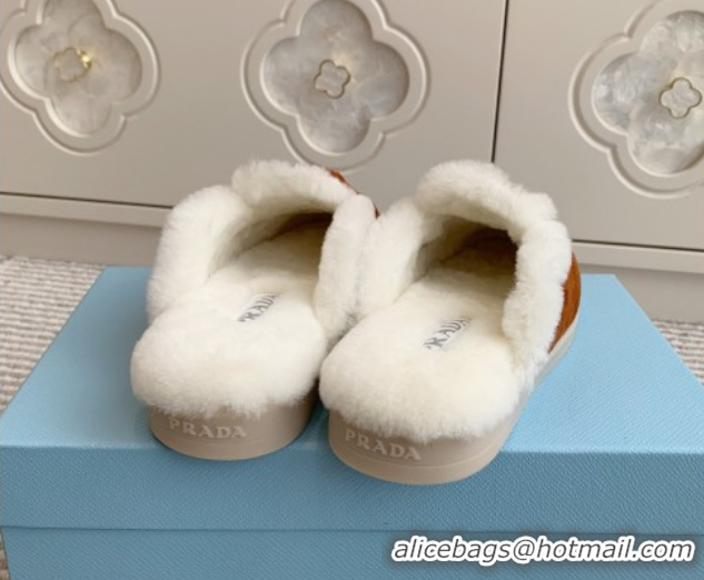 Grade Quality Prada Suede and Shearling Mules P112003 Dark Brown 2025 (Women and Men)