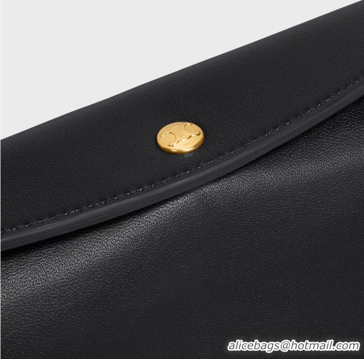 Best Price Celine Trio Flap In Smooth Lambskin 86286 Black/Blue