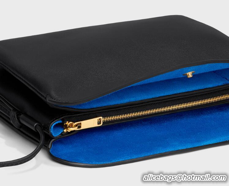 Best Price Celine Trio Flap In Smooth Lambskin 86286 Black/Blue