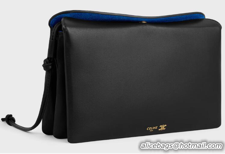 Best Price Celine Trio Flap In Smooth Lambskin 86286 Black/Blue
