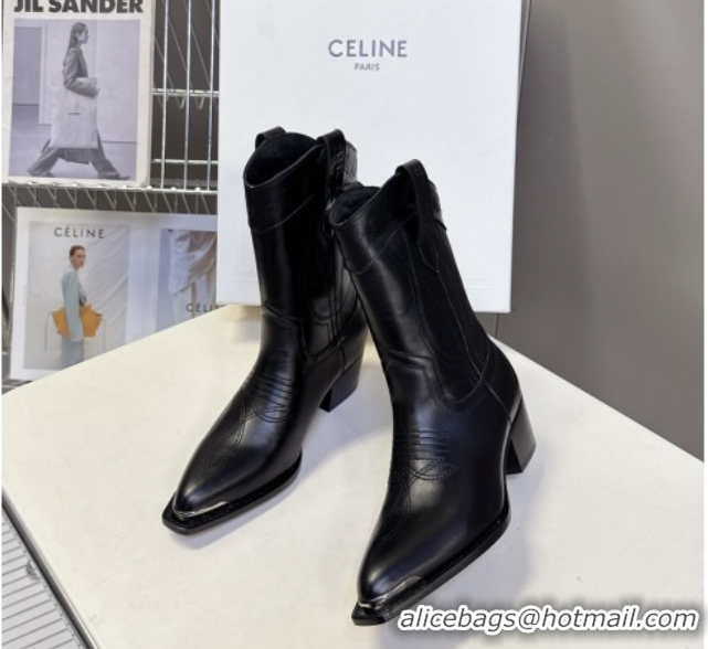 Sophisticated Celine Calfskin Leather Heel Ankle Boots 5cm 2025 CE102401 1024031