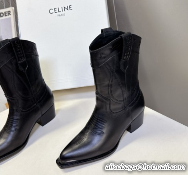 Sophisticated Celine Calfskin Leather Heel Ankle Boots 5cm 2025 CE102401 1024031