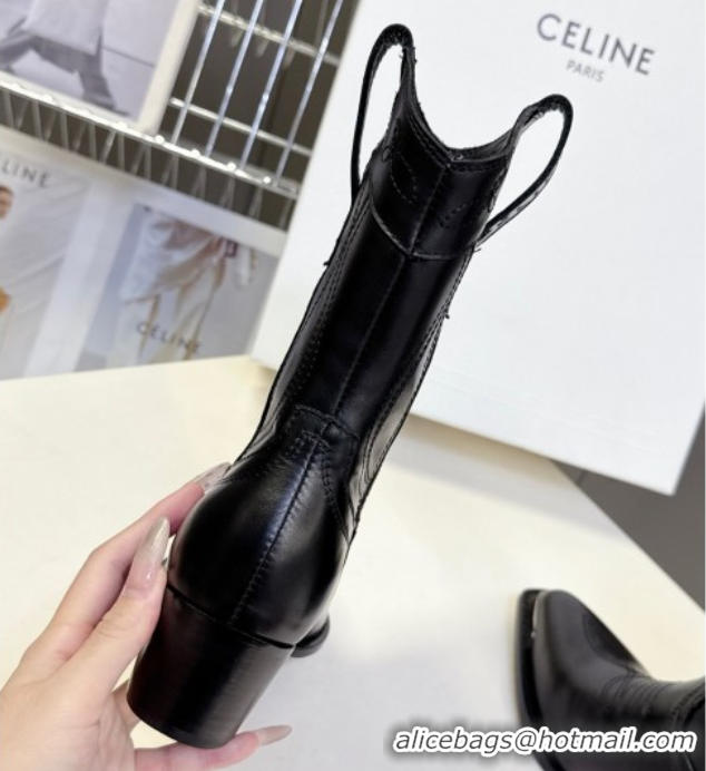 Sophisticated Celine Calfskin Leather Heel Ankle Boots 5cm 2025 CE102401 1024031