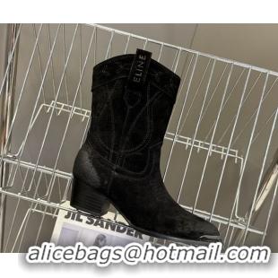 Best Price Celine Suede Heel Ankle Boots 5cm Black 2025 CE102401 1024032