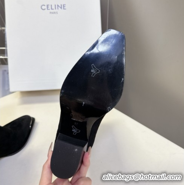 Best Price Celine Suede Heel Ankle Boots 5cm Black 2025 CE102401 1024032