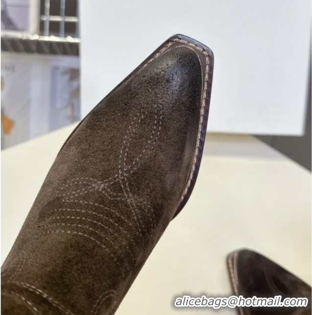 Top Grade Celine Suede Heel Ankle Boots 5cm Green 2025 CE102401 1024033