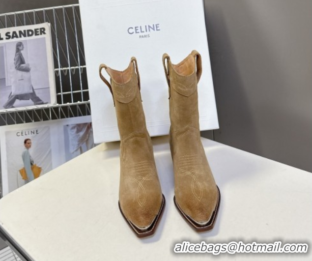 Sophisticated Celine Suede Heel Ankle Boots 5cm Beige 2025 CE102401 1024034