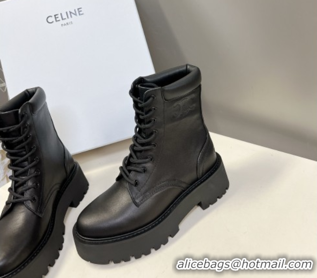 1:1 aaaaa Celine Laced-up Platform Ankle Boots 5cm in Calfskin with Studs 2025 CE102402 1024044