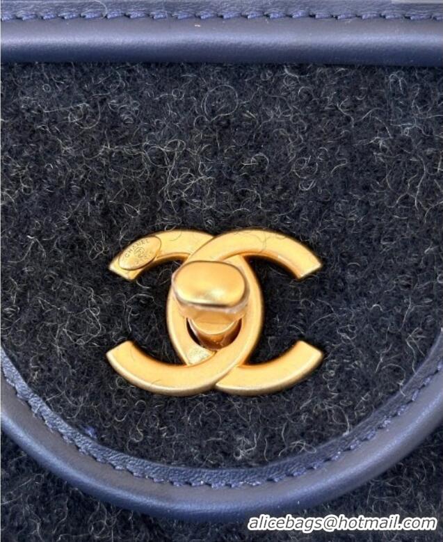 Promotional Chanel Wool Flap Bag with Top Handle AS5850 Black 2025