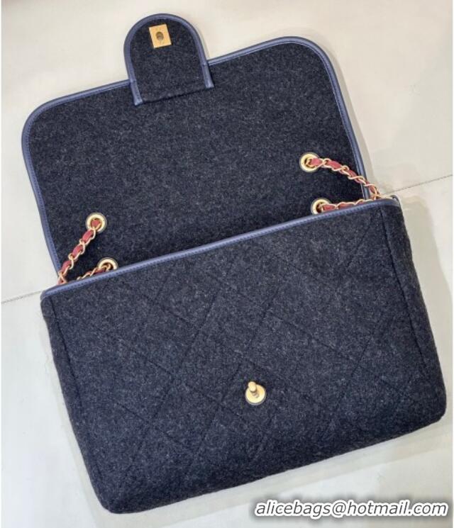 Promotional Chanel Wool Flap Bag with Top Handle AS5850 Black 2025