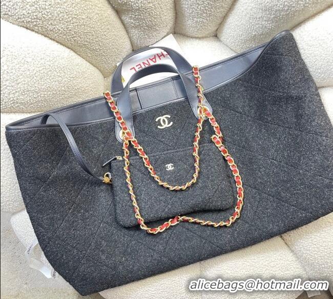 Grade Design Chanel Wool Maxi Shopping Bag AS5853 Black 2025