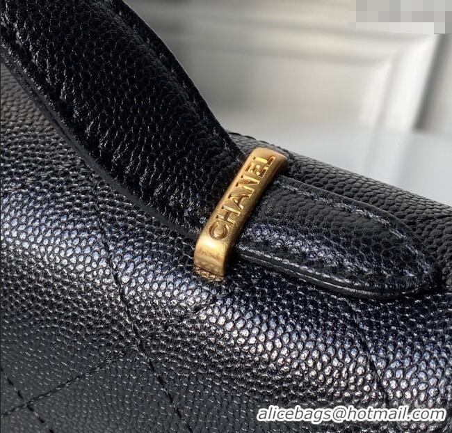 Top Quality Chanel Calfskin Leather Small Flap Bag with Top Handle AS5776 Black 2025