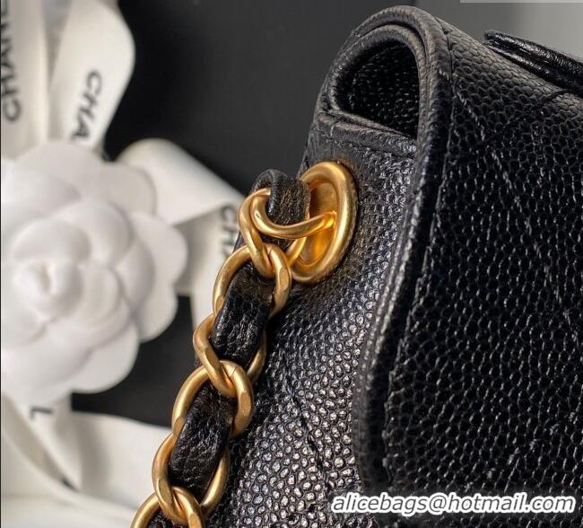 Top Quality Chanel Calfskin Leather Small Flap Bag with Top Handle AS5776 Black 2025