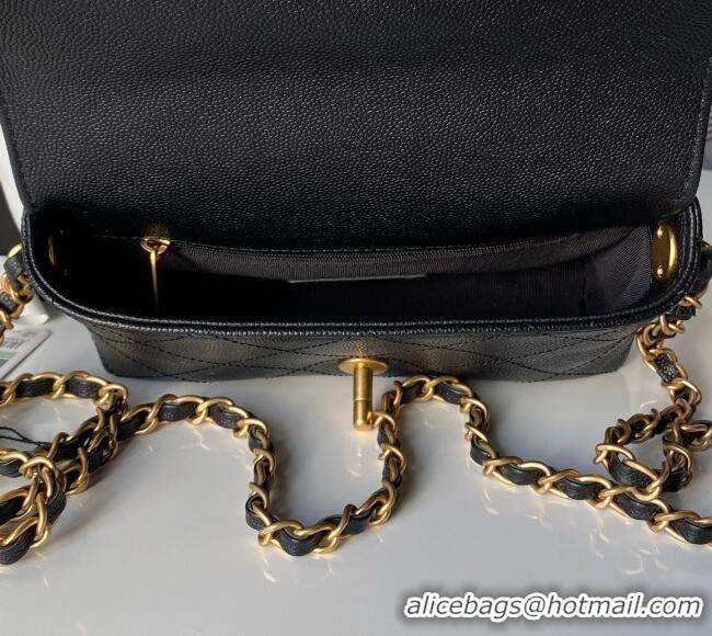 Top Quality Chanel Calfskin Leather Small Flap Bag with Top Handle AS5776 Black 2025