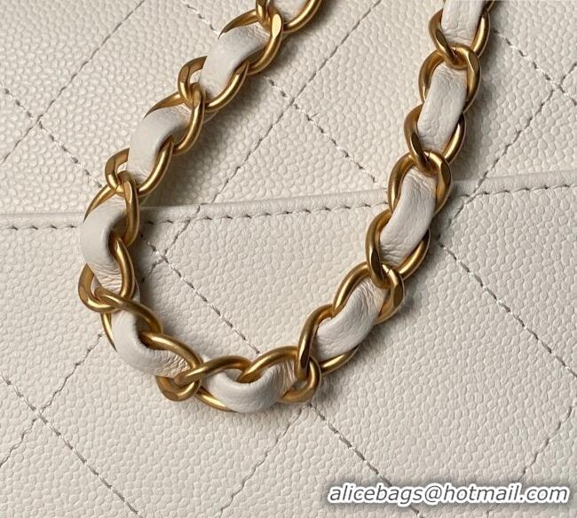 Inexpensive Chanel Calfskin Leather Small Flap Bag with Top Handle AS5776 White 2025