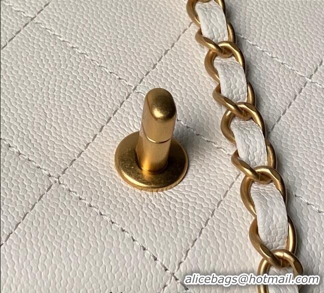 Inexpensive Chanel Calfskin Leather Small Flap Bag with Top Handle AS5776 White 2025