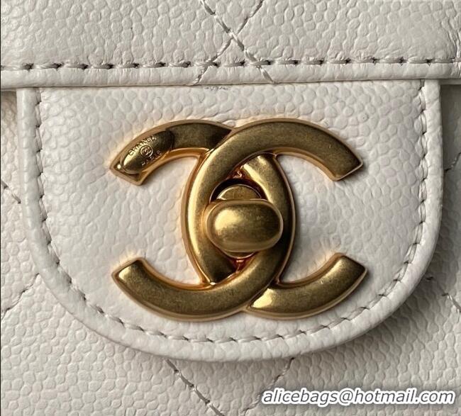 Inexpensive Chanel Calfskin Leather Small Flap Bag with Top Handle AS5776 White 2025