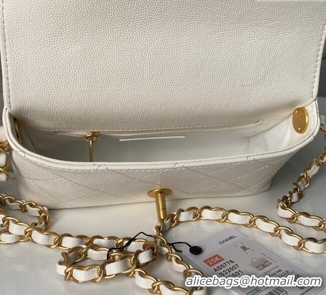 Inexpensive Chanel Calfskin Leather Small Flap Bag with Top Handle AS5776 White 2025