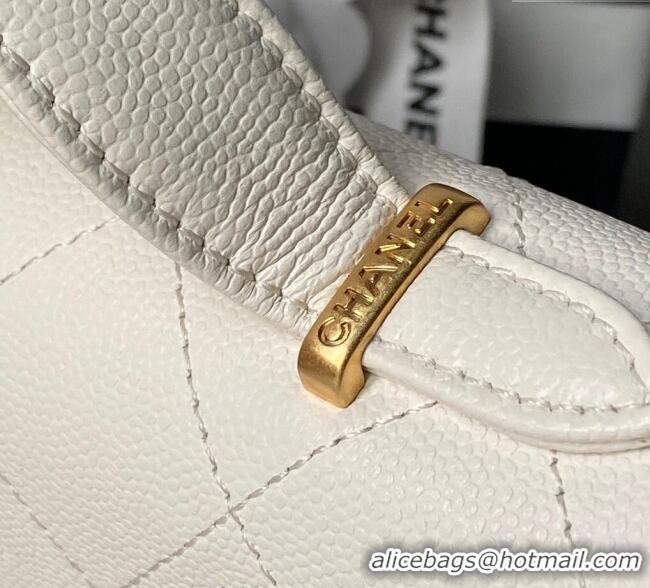 Inexpensive Chanel Calfskin Leather Small Flap Bag with Top Handle AS5776 White 2025