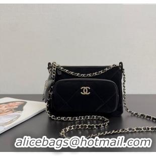 Promotional Chanel Velvet-Effect Nylon Clutch with Chain AP4771 Black 2025