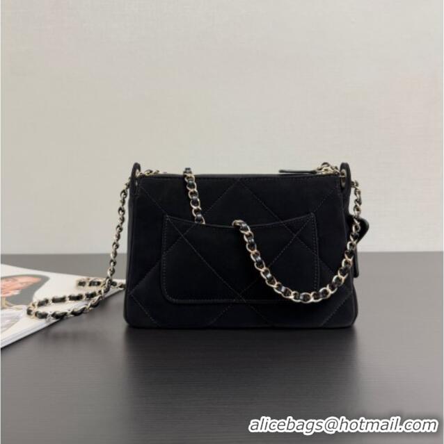 Promotional Chanel Velvet-Effect Nylon Clutch with Chain AP4771 Black 2025