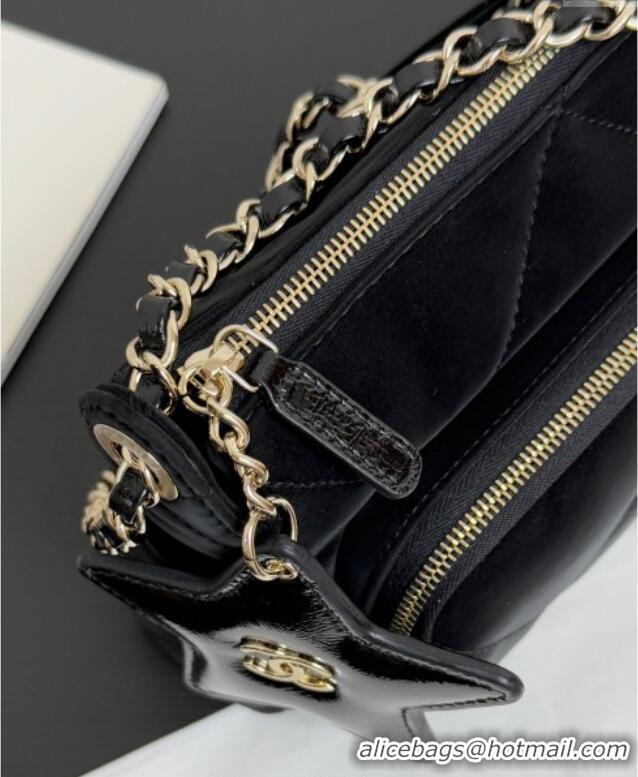 Promotional Chanel Velvet-Effect Nylon Clutch with Chain AP4771 Black 2025