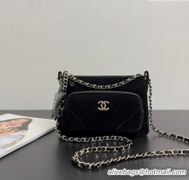 Promotional Chanel Velvet-Effect Nylon Clutch with Chain AP4771 Black 2025