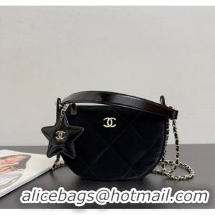 New Fashion Chanel Velvet-Effect Nylon Clutch with Chain AP4791 Black 2025