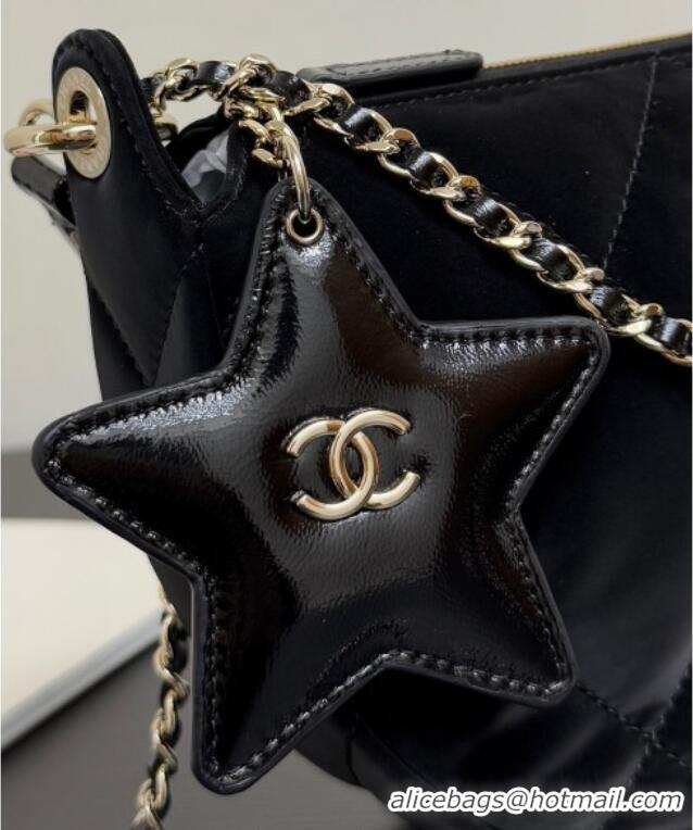 New Fashion Chanel Velvet-Effect Nylon Clutch with Chain AP4791 Black 2025