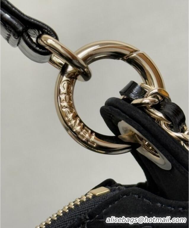 New Fashion Chanel Velvet-Effect Nylon Clutch with Chain AP4791 Black 2025