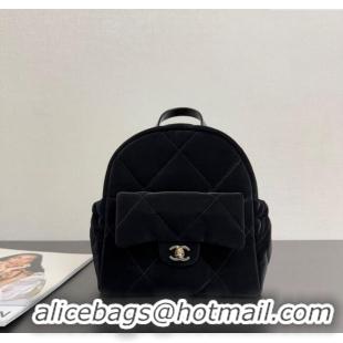 Cheap Design Chanel Velvet-Effect Nylon Backpack Bag AS5679 Black 2025
