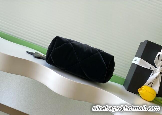 Best Price Chanel Velvet-Effect Nylon Small Zipped Case AP4847 Black 2025