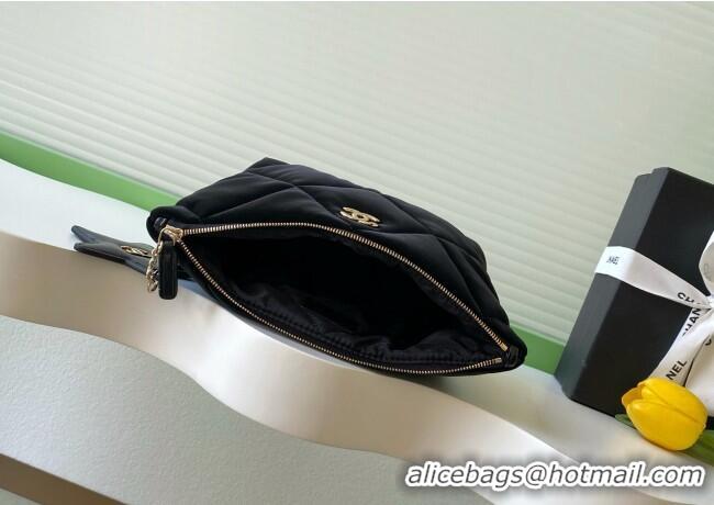 Best Price Chanel Velvet-Effect Nylon Small Zipped Case AP4847 Black 2025