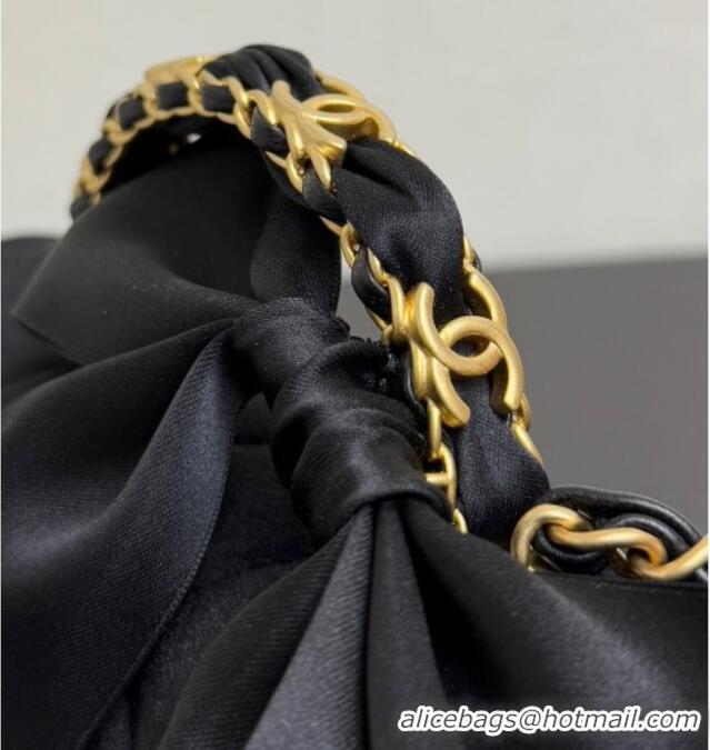 Top Quality Chanel Velvet Mini Flap Bag with Top Handle with Bow AS5875 Black 2025