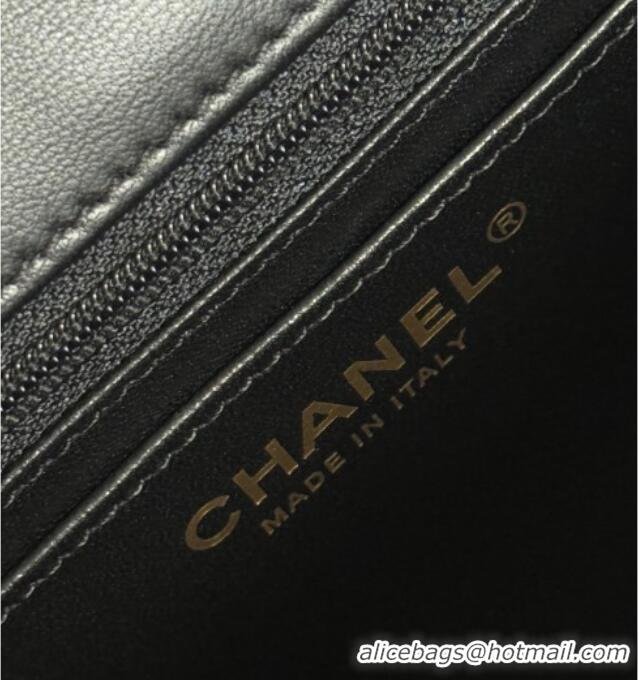 Top Quality Chanel Velvet Mini Flap Bag with Top Handle with Bow AS5875 Black 2025