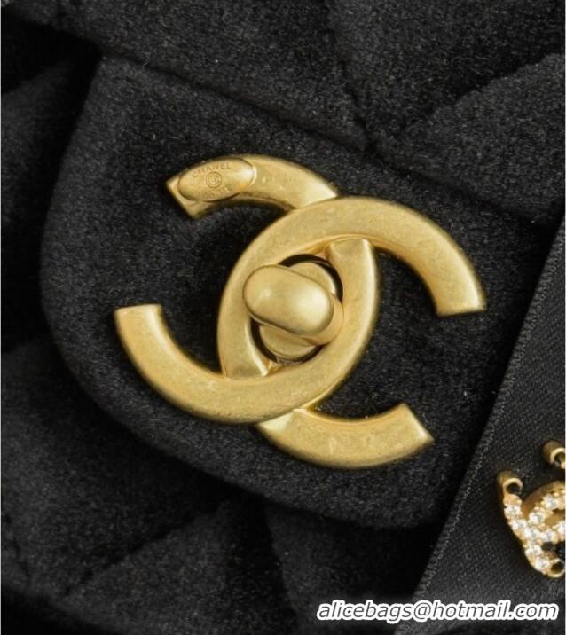 Top Quality Chanel Velvet Mini Flap Bag with Top Handle with Bow AS5875 Black 2025