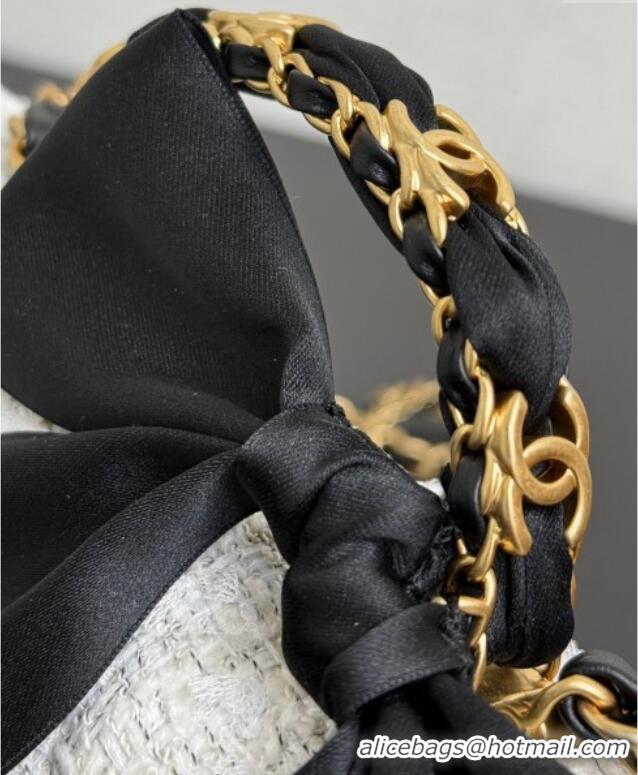 Grade Quality Chanel Tweed Mini Flap Bag with Top Handle with Bow AS5875 White 2025