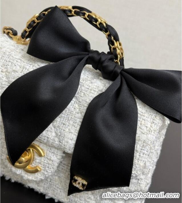 Grade Quality Chanel Tweed Mini Flap Bag with Top Handle with Bow AS5875 White 2025