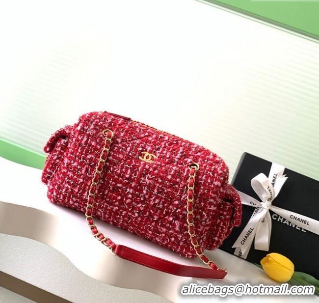 Affordable Price Chanel Tweed Bowling Bag AS5791 Red 2025