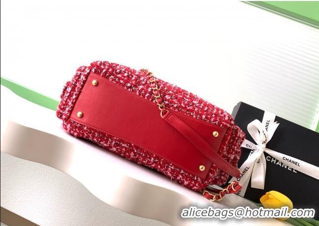 Affordable Price Chanel Tweed Bowling Bag AS5791 Red 2025