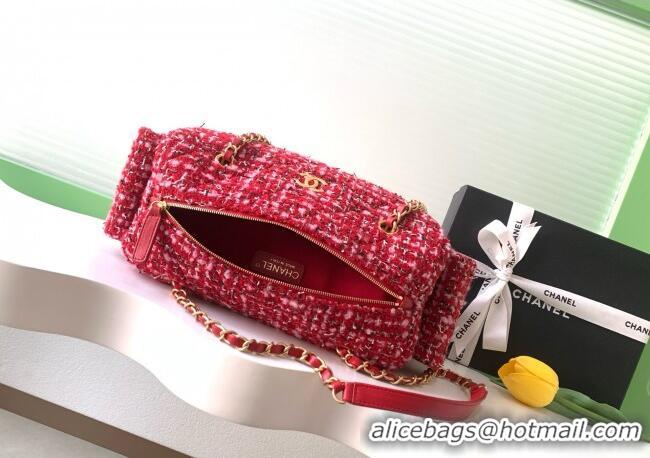 Affordable Price Chanel Tweed Bowling Bag AS5791 Red 2025